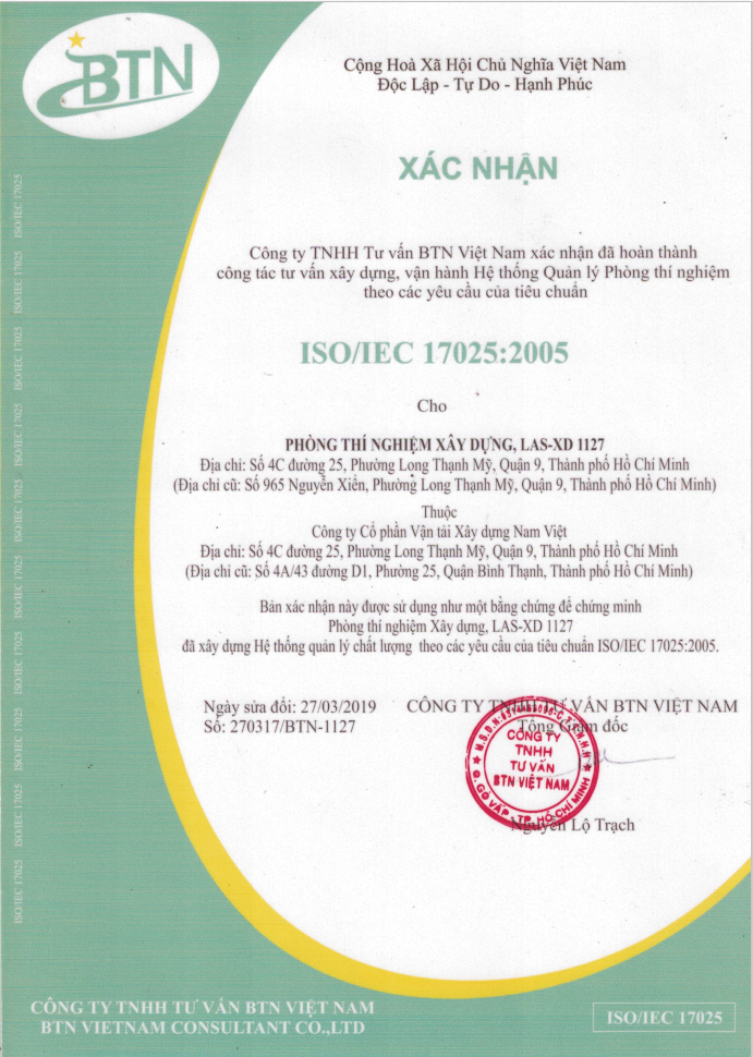 Quyết định công nhân phòng thí nghiệm chuyên ngành xây dựng (LAS-XD 1127)